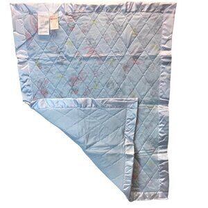 Vtg NIB N. Sumergrade Sons Blue Baby Blanket Elephant Quilted 1950s Satin Trim